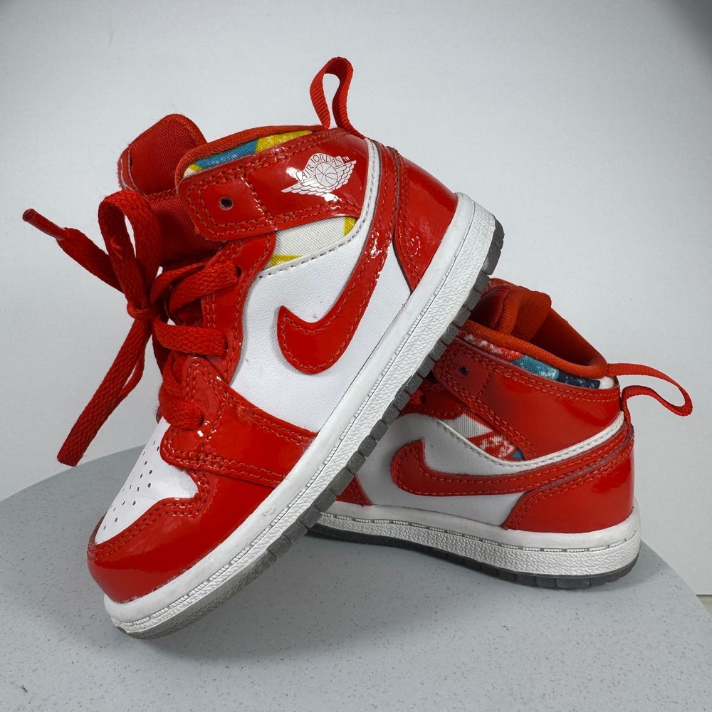 Nike Air Jordan 1 Mid SE Chile Red White Toddler Sneakers DC7250-600 Size 7C
